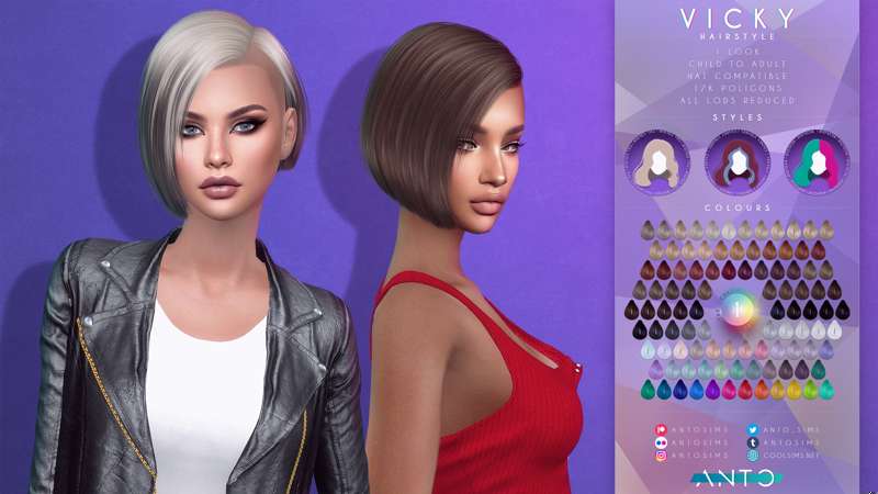 Vicky Hairstyle Requires The Chromatic Collection 1 By Antosims