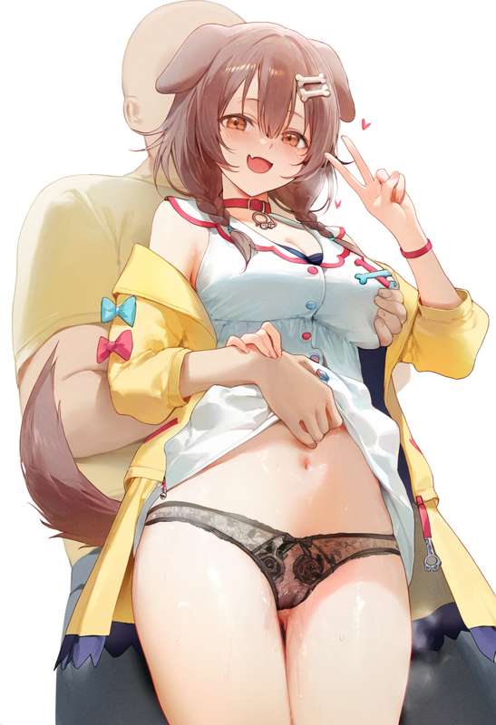 1girl,1boy,{inugami_korone,hololive,inugami korone (1st costume) },{{{mignon,dan s-1099783616.png