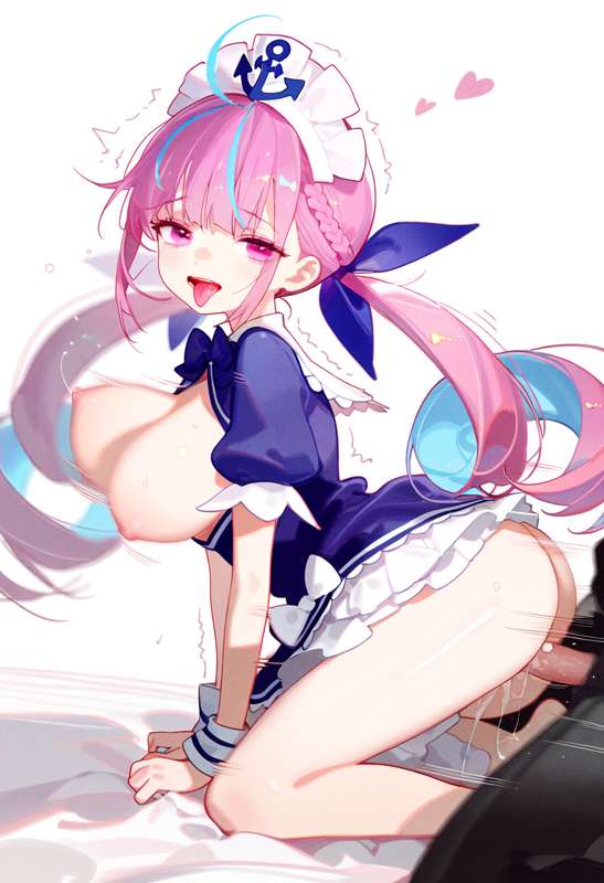 1girl,1boy,{minato_aqua,minato_aqua_(1st_costume)  },{facing viewer,head_back ,t s-2434877419.png